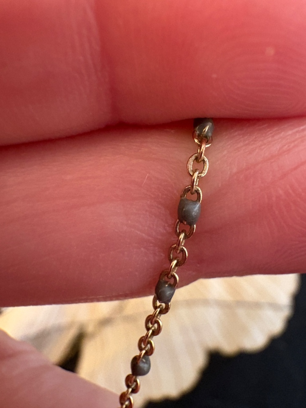 Handmade Tiny Disc Necklace with Blue Embelishment - Picture 6 of 7